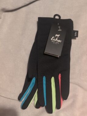 Echo Black Gloves with Blue Teal Lime and Coral Accents